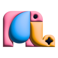 Projeto uma colorida 3d personagem ícone do uma animal com gradiente. moderno e Diversão crianças estilo. png