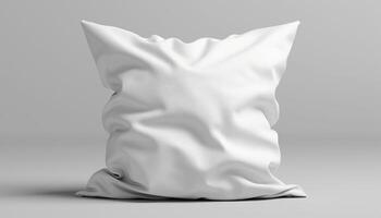 Minimalist white pillow mockup for bed with text insert, ideal for aesthetic bedding branding photo