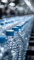 Modern factory ensures hygienic bottling of drinking water in plastic containers photo