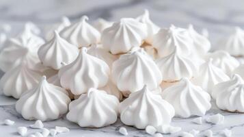 Stylish kitchen table setting with professional food photography of elegant meringue cookies photo