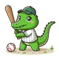 cute cartoon alligator baseball player png