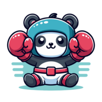 desenho animado panda Urso com boxe luvas png