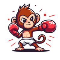 cartoon monkey boxing with red gloves png