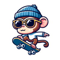 cartoon monkey riding a skateboard png