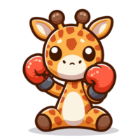 dessin animé girafe avec boxe gants sur ses mains png
