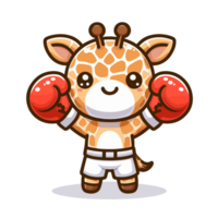 tecknad serie giraff med boxning handskar på dess händer png