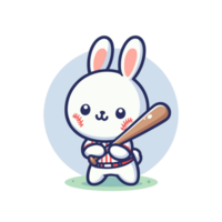 cartone animato coniglio Tenere un' baseball pipistrello e palla png