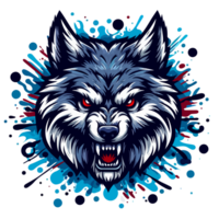 a wolf head with flames on transparent background png