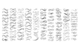 Hand drawn doodle dividers. Abstract doodle lines, decorative pencil strokes. vector