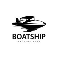 Speed boat ship logo black silhouette design vintage for nautical simple sea ship travel template illustration vector