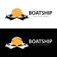 Speed boat ship logo black silhouette design vintage for nautical simple sea ship travel template illustration vector