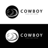 Cowboy hat logo hat illustration line texas rodeo cowboy template design vector
