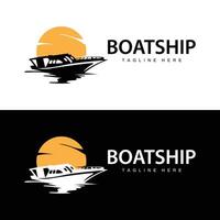 Speed boat ship logo black silhouette design vintage for nautical simple sea ship travel template illustration vector