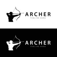 arquero logo Clásico diseño antiguo inspiración arquero herramienta flecha modelo marca vector