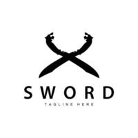 Sword weapon inspiration silhouette design illustration simple minimalist sword logo template vector