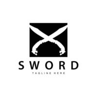 Sword weapon inspiration silhouette design illustration simple minimalist sword logo template vector