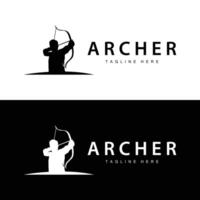 arquero logo Clásico diseño antiguo inspiración arquero herramienta flecha modelo marca vector