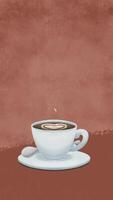 A cup of hot coffee with steam rising on air. Coffee drink motion graphic animation. video