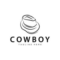 Cowboy hat logo hat illustration line texas rodeo cowboy template design vector