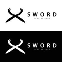 Sword weapon inspiration silhouette design illustration simple minimalist sword logo template vector