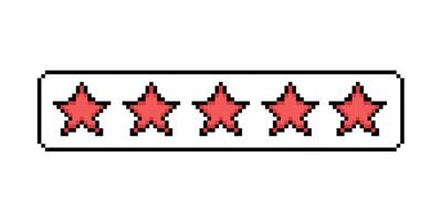 Star rating pixel icon. Feedback, review, rating, five stars. Retro illustration design. vector