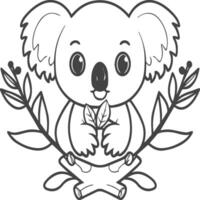 Koala Coloring Page for Kids stock illustration. Animal outline for coloring book vector