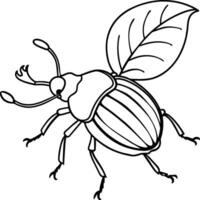 Beetle bug coloring pages. Beetle bug outline for coloring book. Insect line art. vector
