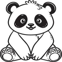 Cute panda coloring pages. Panda animal outline for coloring book. Panda line art vector