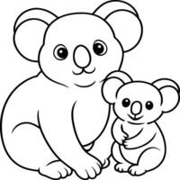 Koala Coloring Page for Kids stock illustration. Animal outline for coloring book vector