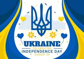 Happy Ukraine Independence Day Illustration on 24 August with Ukrainian Flag Background in National Holiday Flat Cartoon Background vector