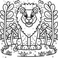 Zoo animals coloring pages. Animal outline for kids coloring book vector