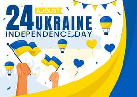 contento Ucrania independencia día ilustración en 24 agosto con ucranio bandera antecedentes en nacional fiesta plano dibujos animados antecedentes vector