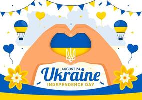 Happy Ukraine Independence Day Illustration on 24 August with Ukrainian Flag Background in National Holiday Flat Cartoon Background vector