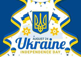 Happy Ukraine Independence Day Illustration on 24 August with Ukrainian Flag Background in National Holiday Flat Cartoon Background vector