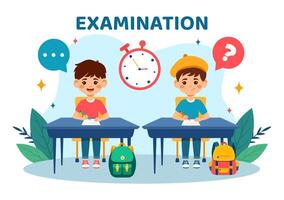 Examination Paper Illustration with Online Exam, Form, Papers Answers, Survey or Internet Quiz in Flat Kids Cartoon Background Design vector