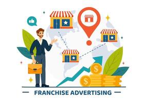 Franchise Advertising Illustration with Business and Finance to Promoting Successful Brand or Marketing in Flat Cartoon Background vector