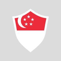 Singapore Flag in Shield Shape Frame vector