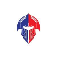 Bold Warrior Spirit Logo, Ancient Inspired Helmet in Vibrant Blue and Red Combination vector