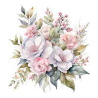 Watercolor bouquet flower, Watercolor bouquet flower design png