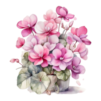 Watercolor Bouquet flower, Watercolor Cup Design flower, png