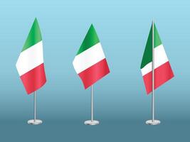Flag of Italy with silver pole.Set of Italy's national flag vector