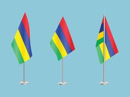 Flag of Mauritius with silver pole.Set of Mauritius's national flag vector