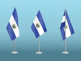 Flag of El Salvador with silver pole.Set of El Salvador's national flag vector