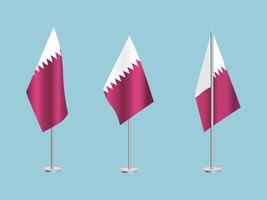 Flag of Qatar with silver pole.Set of Qatar's national flag vector