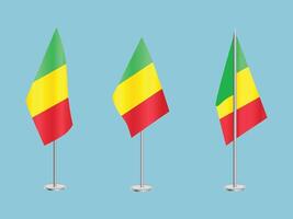 Flag of Mali with silver pole.Set of Mali's national flag vector