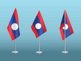 bandera de Laos con plata conjunto de polos de laos nacional bandera vector