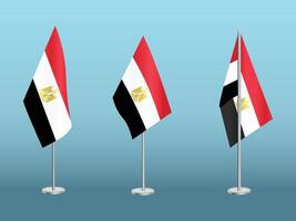 Flag of Egypt with silver pole.Set of Egypt's national flag vector