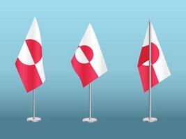 Flag of Greenland with silver pole.Set of Greenland 's national flag vector