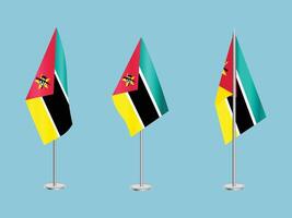 Flag of Mozambique with silver pole.Set of Mozambique's national flag vector