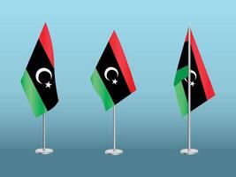 Flag of Libya with silver pole.Set of Libya's national flag vector